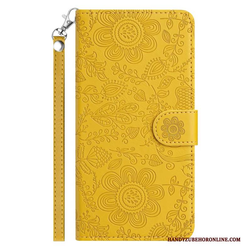 Lederhüllen Samsung Galaxy S25 Fe Blumenmuster Mit Riemen