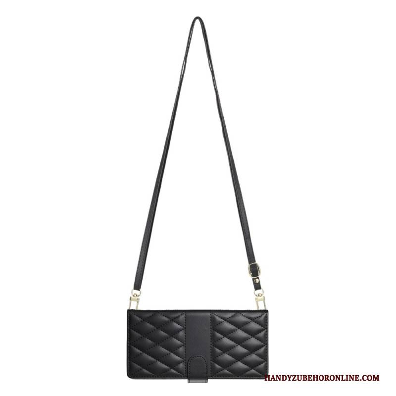 Lederhüllen Samsung Galaxy S25 Fe Gesteppte Geldbörse Mit Riemen