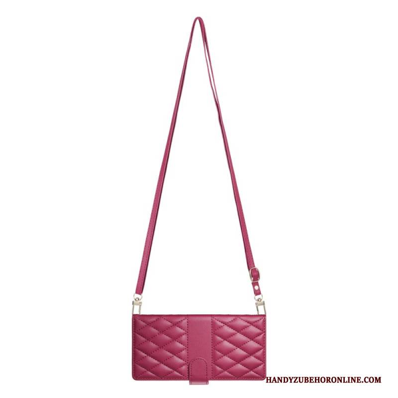 Lederhüllen Samsung Galaxy S25 Fe Gesteppte Geldbörse Mit Riemen