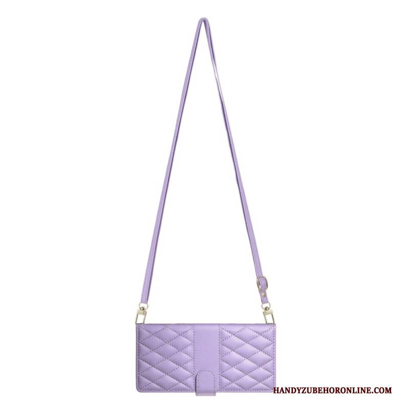 Lederhüllen Samsung Galaxy S25 Fe Gesteppte Geldbörse Mit Riemen