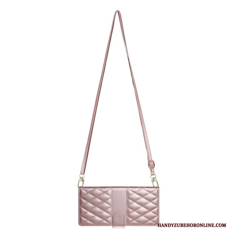 Lederhüllen Samsung Galaxy S25 Fe Gesteppte Geldbörse Mit Riemen