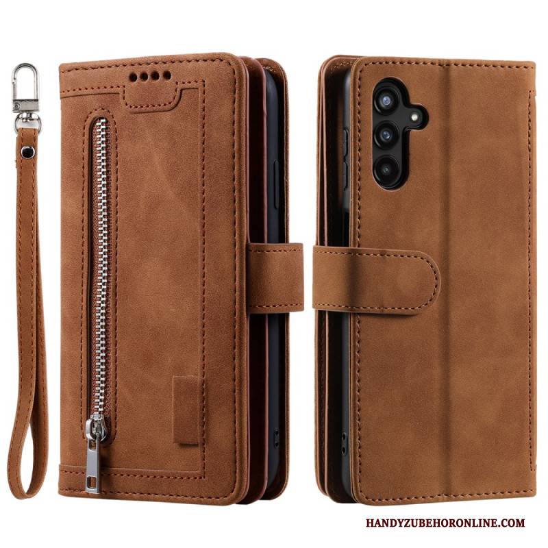 Lederhüllen Samsung Galaxy S25 Fe Handyhülle Kartenhalter Und Reißverschluss