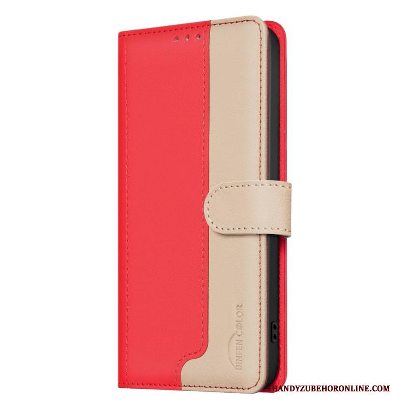 Lederhüllen Samsung Galaxy S25 Fe Zweifarbige Binfen-farbe