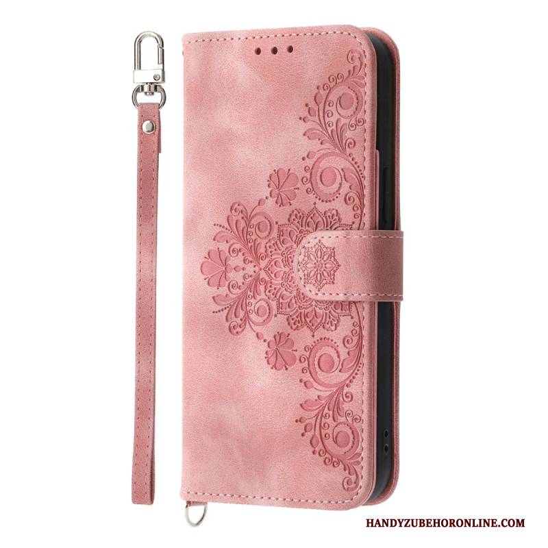 Lederhüllen Samsung Galaxy S25 Plus 5g Handyhülle Blumenmuster Und Riemen