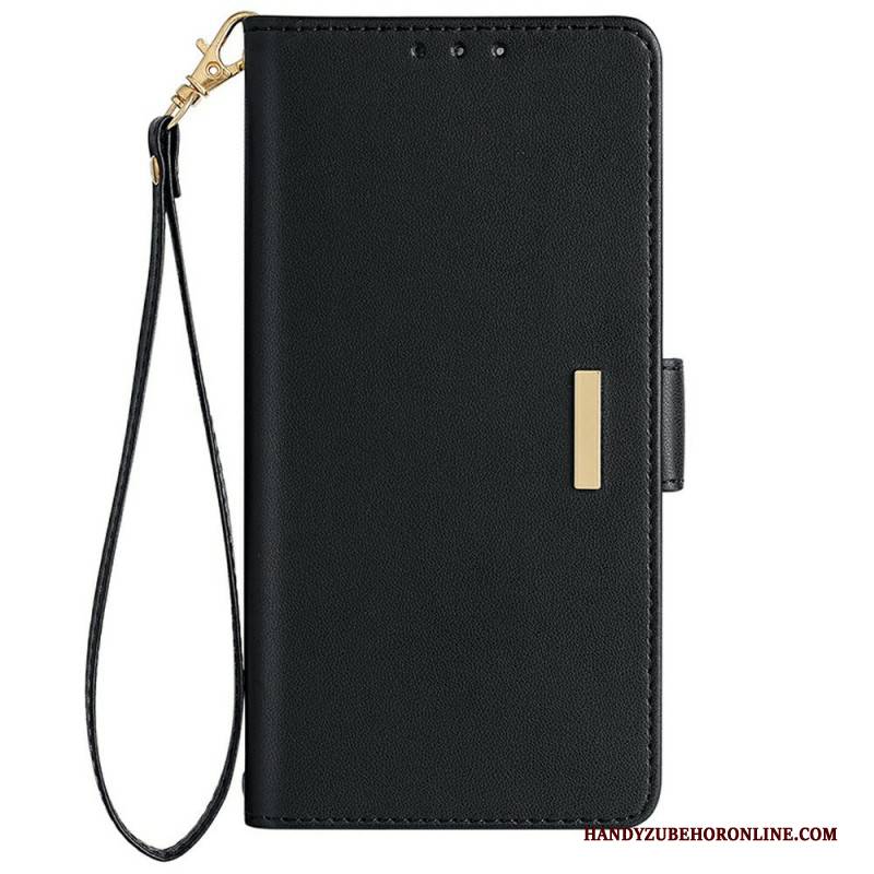 Lederhüllen Samsung Galaxy S25 Plus 5g Handyhülle Goldener Verschluss Mit Riemen