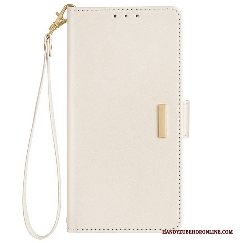 Lederhüllen Samsung Galaxy S25 Plus 5g Handyhülle Goldener Verschluss Mit Riemen