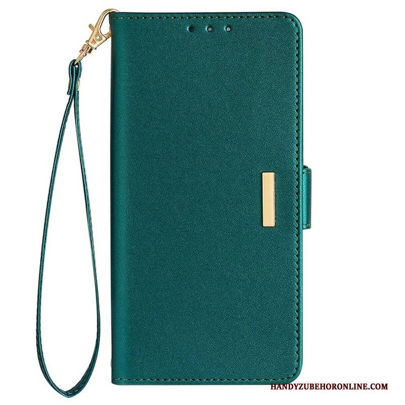 Lederhüllen Samsung Galaxy S25 Plus 5g Handyhülle Goldener Verschluss Mit Riemen