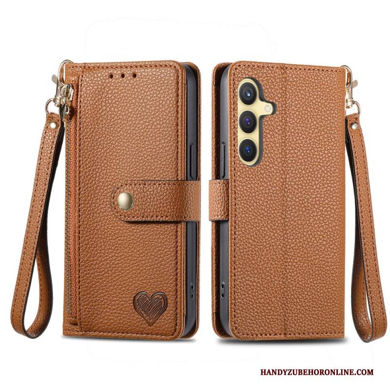 Lederhüllen Samsung Galaxy S25 Plus 5g Ledergeldbörse Mit Rfid-geschütztem Reißverschlussfach