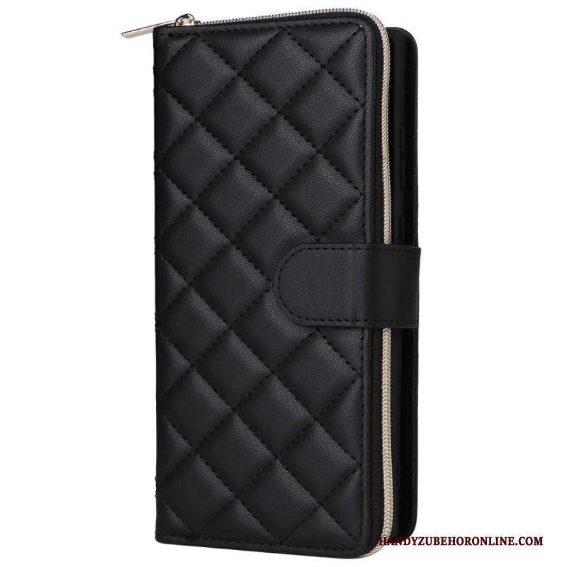 Lederhüllen Samsung Galaxy S25 Ultra 5g Gesteppte Geldbörse Mit Riemen Und Schulterriemen