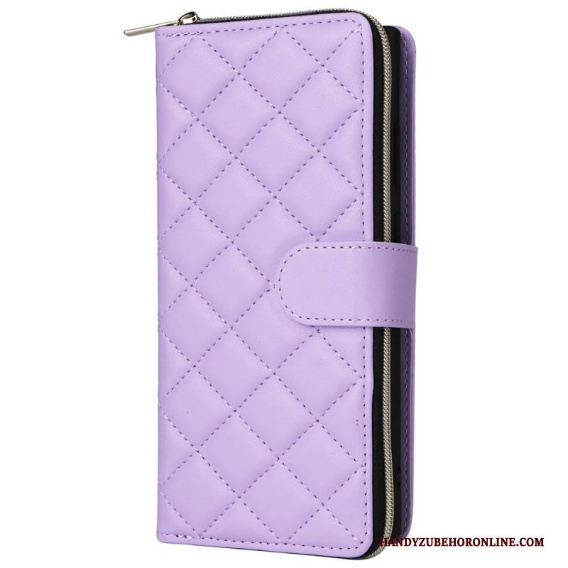 Lederhüllen Samsung Galaxy S25 Ultra 5g Gesteppte Geldbörse Mit Riemen Und Schulterriemen