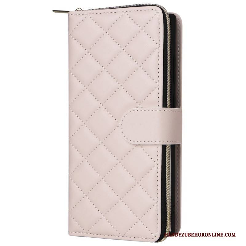 Lederhüllen Samsung Galaxy S25 Ultra 5g Gesteppte Geldbörse Mit Riemen Und Schulterriemen