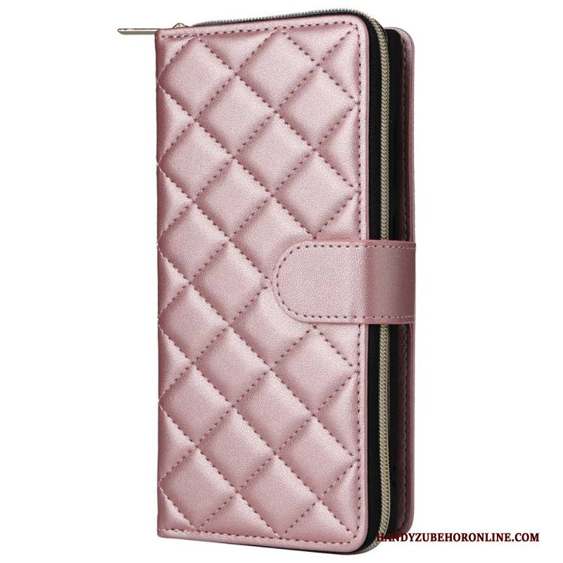 Lederhüllen Samsung Galaxy S25 Ultra 5g Gesteppte Geldbörse Mit Riemen Und Schulterriemen