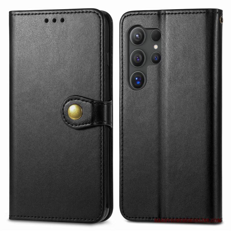 Lederhüllen Samsung Galaxy S25 Ultra 5g Goldener Verschluss