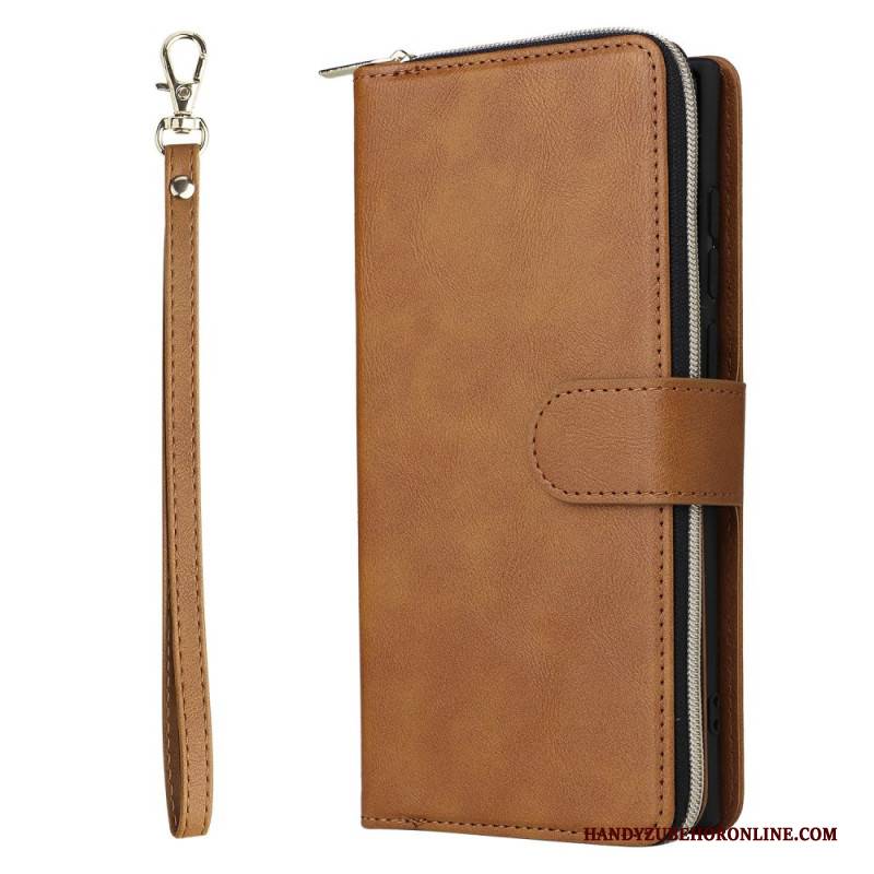 Lederhüllen Samsung Galaxy S25 Ultra 5g Handyhülle Geldbörse Mit Reißverschluss Und Riemen