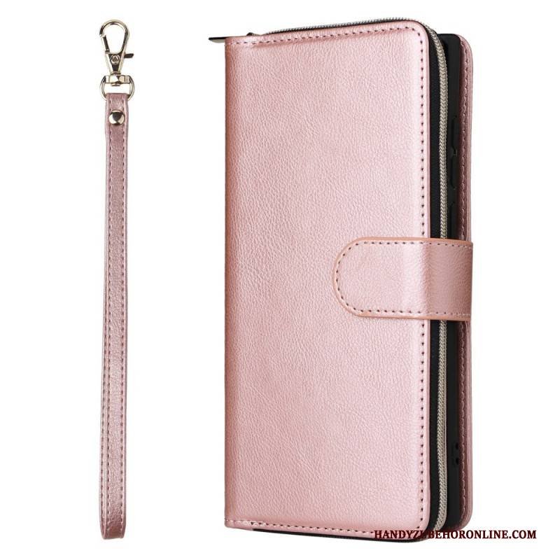 Lederhüllen Samsung Galaxy S25 Ultra 5g Handyhülle Geldbörse Mit Reißverschluss Und Riemen