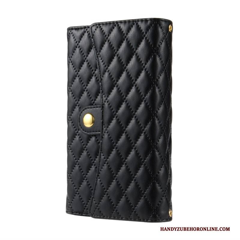 Lederhüllen Samsung Galaxy S25 Ultra 5g Handyhülle Gesteppte Geldbörse Mit Schulterriemen