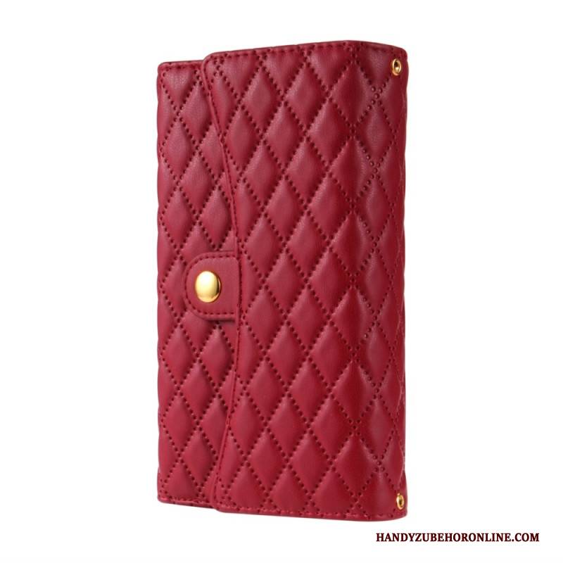 Lederhüllen Samsung Galaxy S25 Ultra 5g Handyhülle Gesteppte Geldbörse Mit Schulterriemen