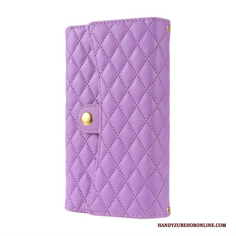 Lederhüllen Samsung Galaxy S25 Ultra 5g Handyhülle Gesteppte Geldbörse Mit Schulterriemen