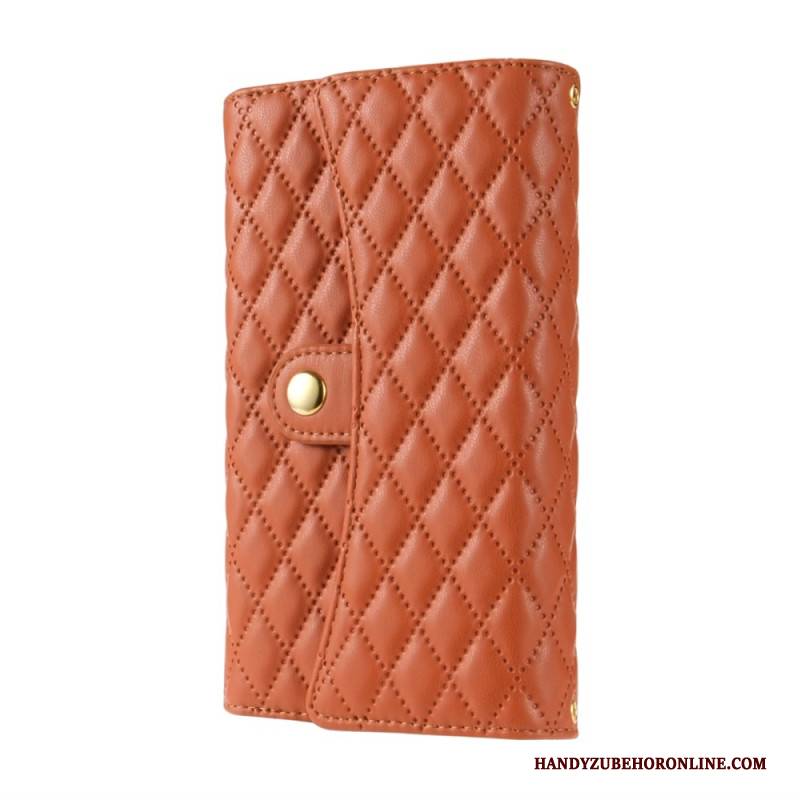 Lederhüllen Samsung Galaxy S25 Ultra 5g Handyhülle Gesteppte Geldbörse Mit Schulterriemen