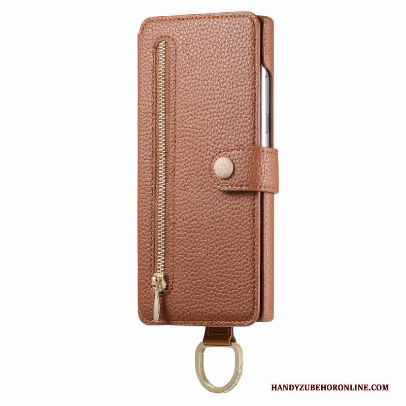 Lederhüllen Samsung Galaxy S25 Ultra 5g Rfid-geschützte Geldbörse Mit Tasche Und Ringhalter