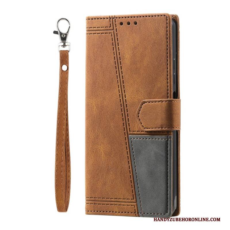 Lederhüllen Samsung Galaxy S25 Ultra 5g Zweifarbige Rfid-geldbörse In Wildlederoptik Mit Riemen