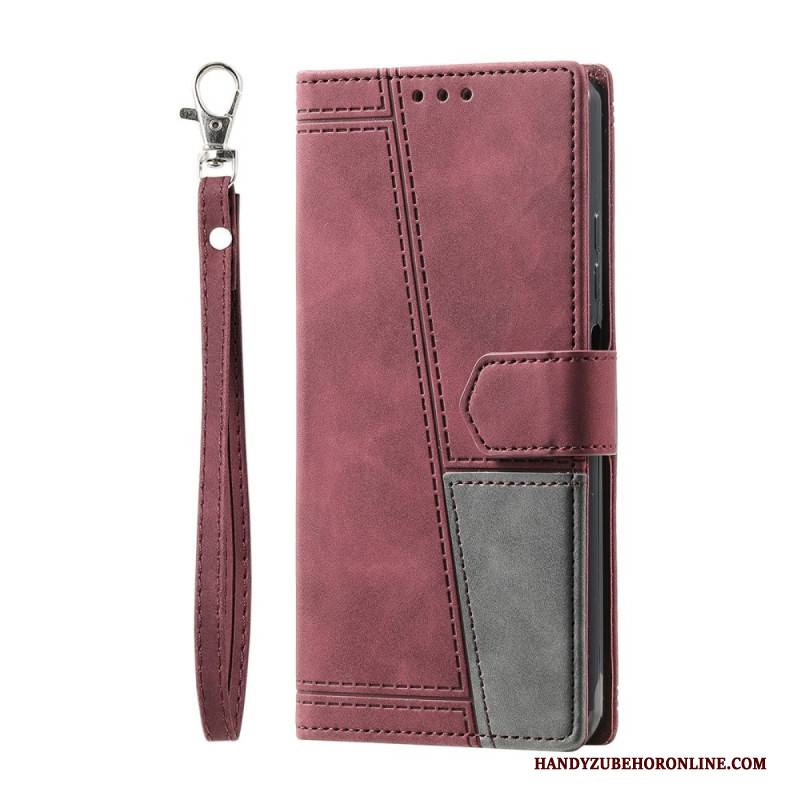 Lederhüllen Samsung Galaxy S25 Ultra 5g Zweifarbige Rfid-geldbörse In Wildlederoptik Mit Riemen