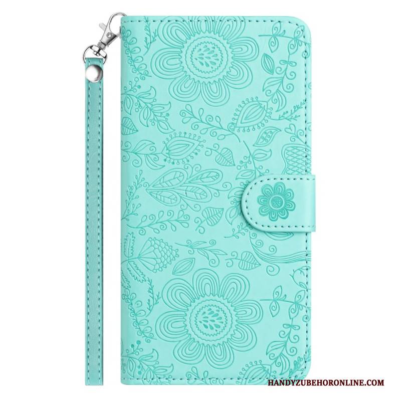 Lederhüllen Samsung Galaxy S26 Handyhülle Blumenmuster Mit Trageband