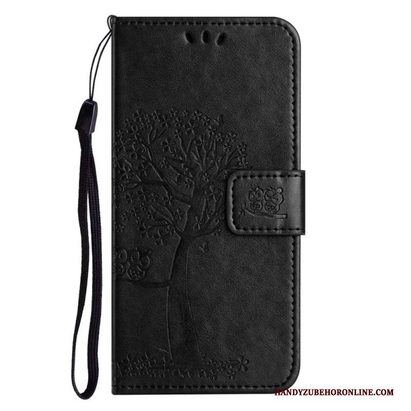 Lederhüllen Samsung Galaxy S26 Handyhülle Eulen- Und Baumdesign