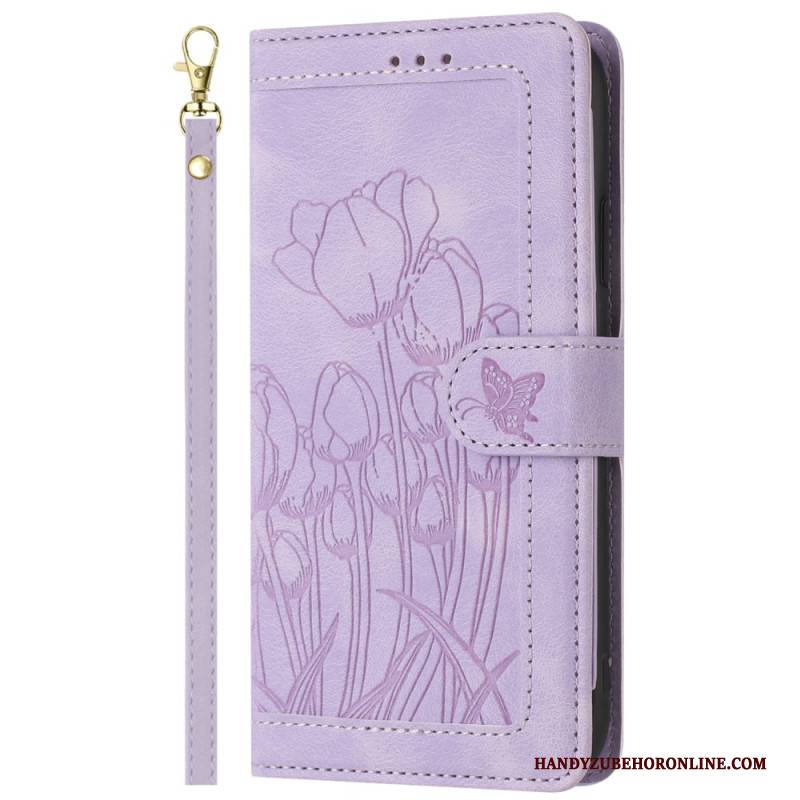 Lederhüllen Samsung Galaxy S26 Handyhülle Geldbörse Mit Blumenmuster Und 5 Kartenfächern