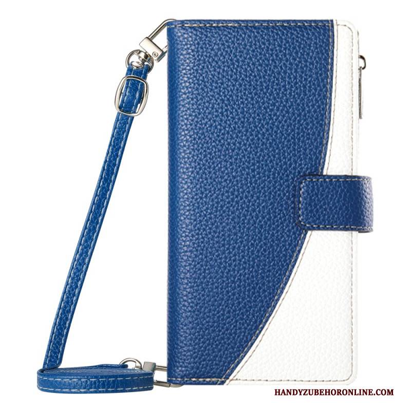 Lederhüllen Samsung Galaxy S26 Handyhülle Zweifarbige Geldbörse Mit Riemen