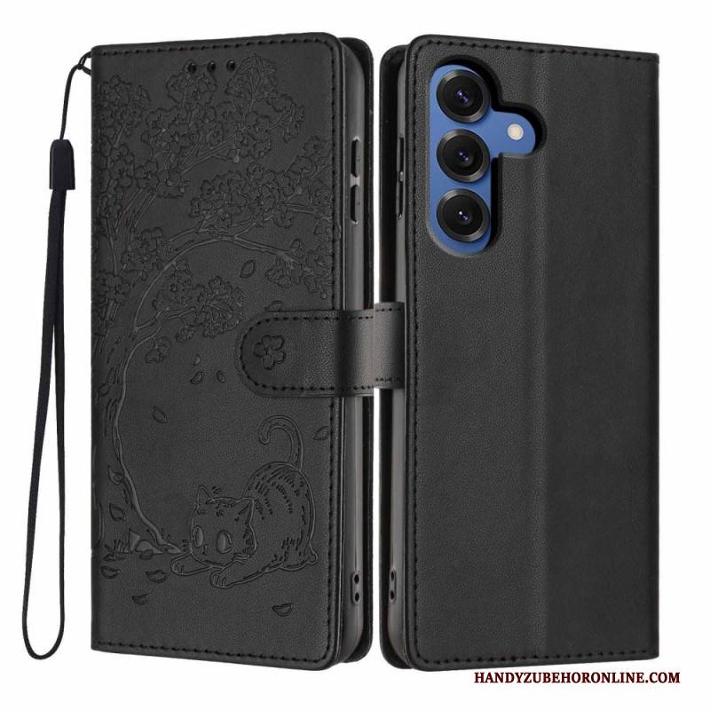 Lederhüllen Samsung Galaxy S26 Plus Handyhülle Baum- Und Katzenmuster