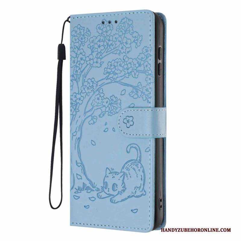 Lederhüllen Samsung Galaxy S26 Plus Handyhülle Baum- Und Katzenmuster