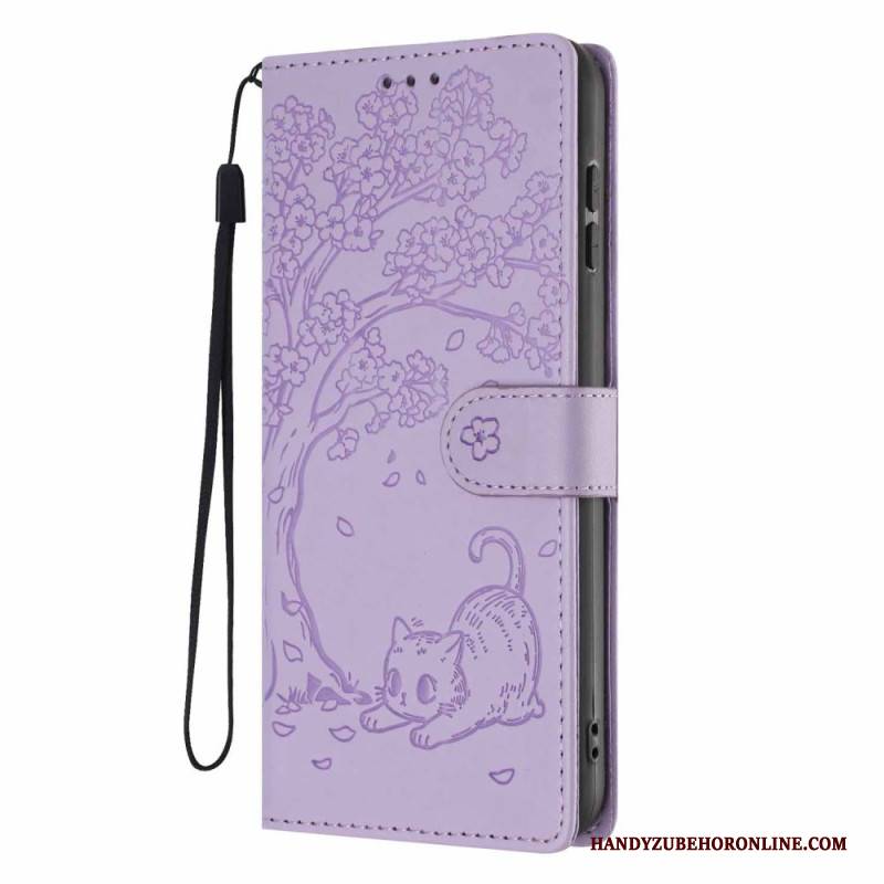 Lederhüllen Samsung Galaxy S26 Plus Handyhülle Baum- Und Katzenmuster