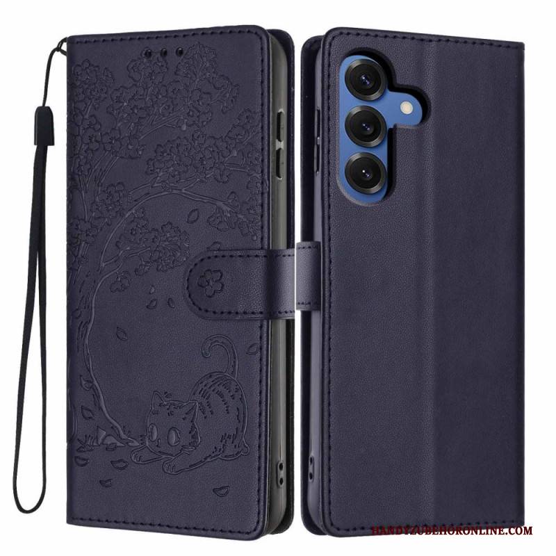 Lederhüllen Samsung Galaxy S26 Plus Handyhülle Baum- Und Katzenmuster