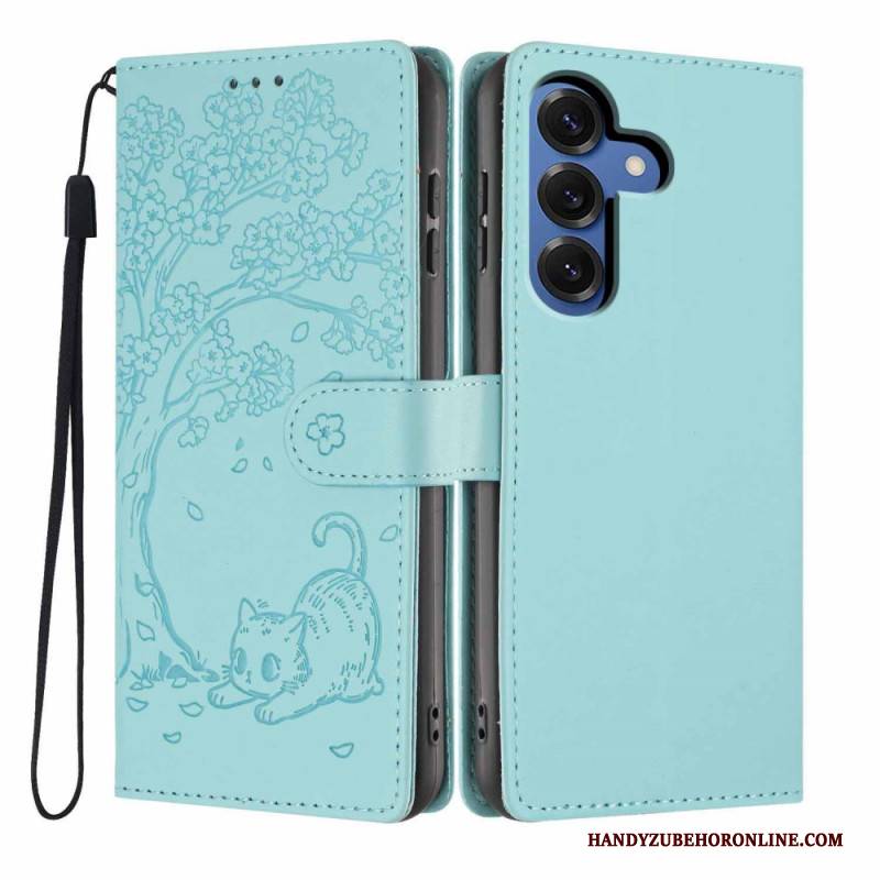 Lederhüllen Samsung Galaxy S26 Plus Handyhülle Baum- Und Katzenmuster