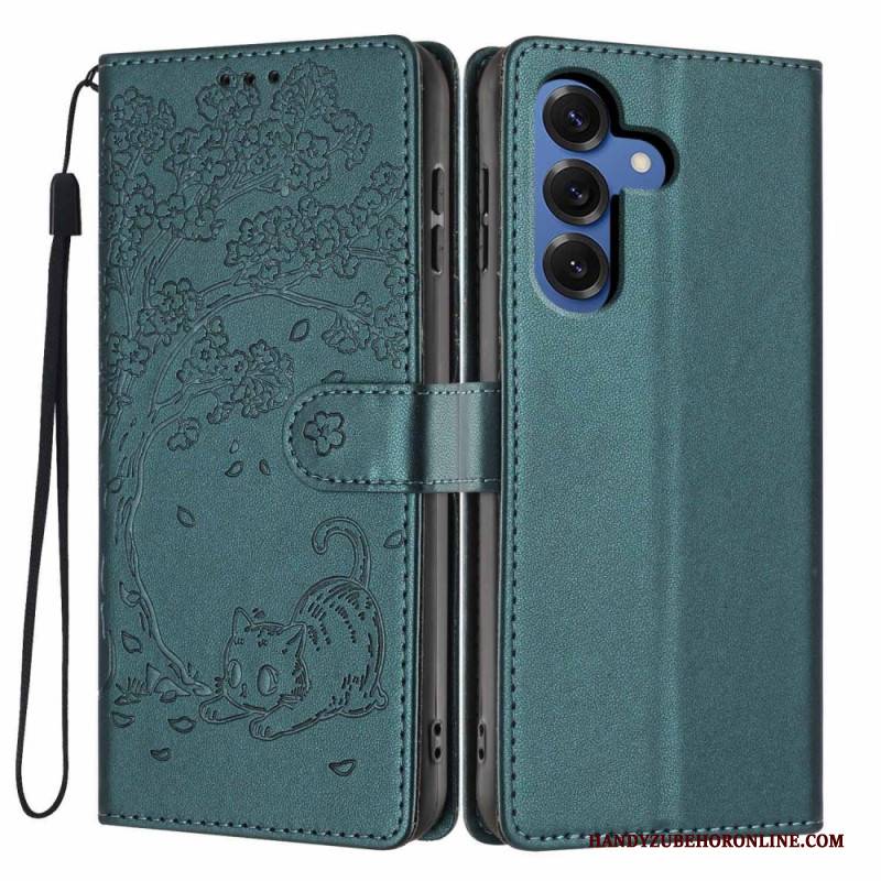 Lederhüllen Samsung Galaxy S26 Plus Handyhülle Baum- Und Katzenmuster