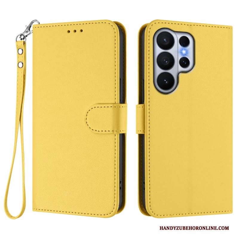 Lederhüllen Samsung Galaxy S26 Ultra Glatte Lederoptik Mit Riemen