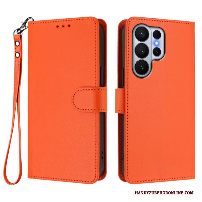 Lederhüllen Samsung Galaxy S26 Ultra Glatte Lederoptik Mit Riemen