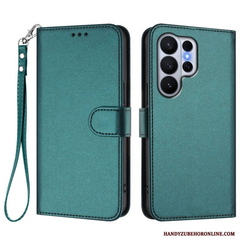 Lederhüllen Samsung Galaxy S26 Ultra Glatte Lederoptik Mit Riemen