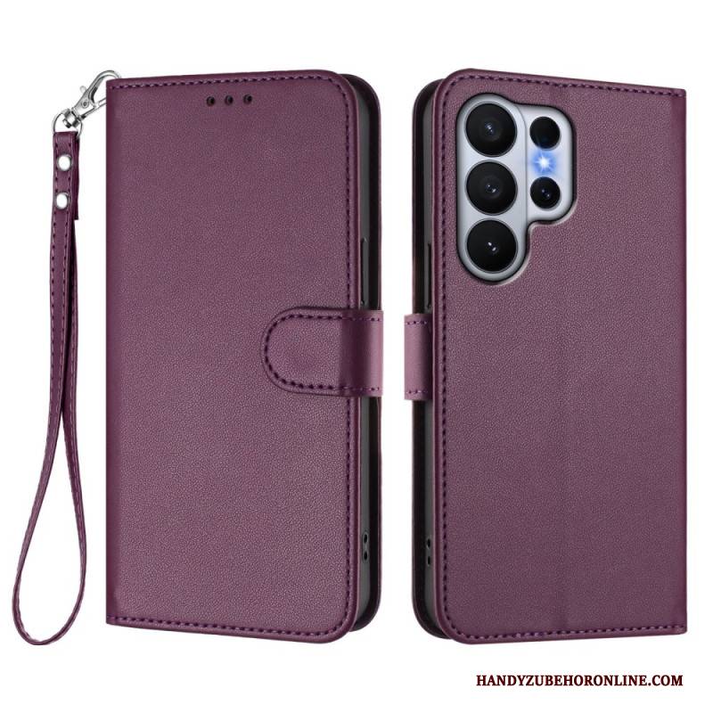 Lederhüllen Samsung Galaxy S26 Ultra Glatte Lederoptik Mit Riemen