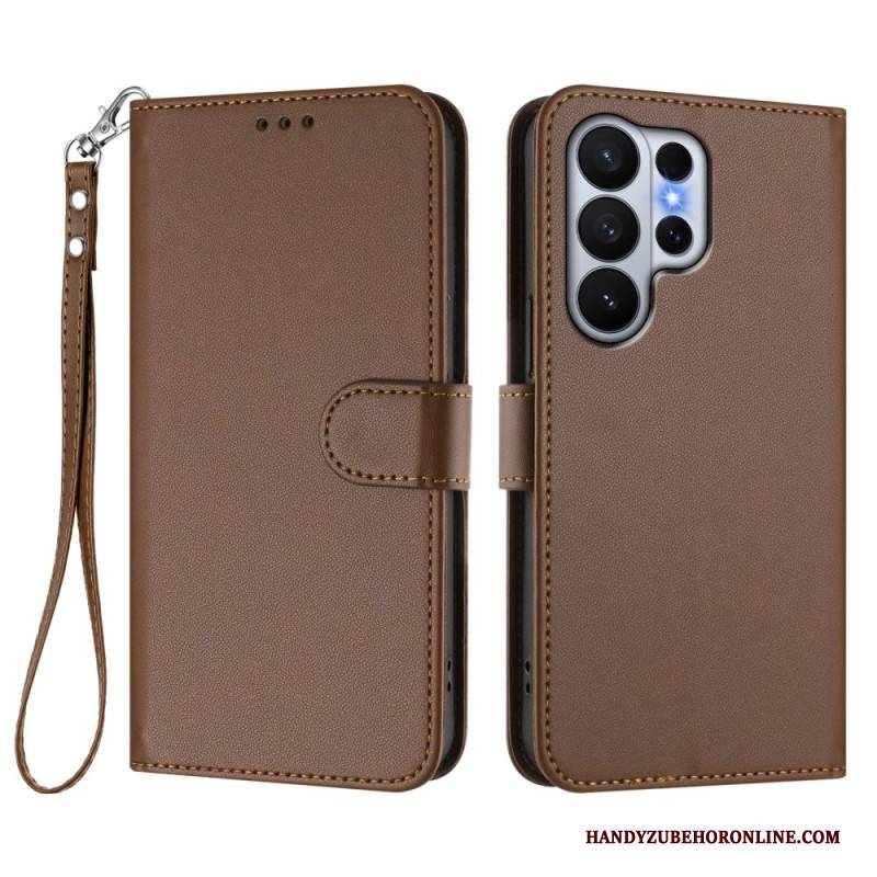 Lederhüllen Samsung Galaxy S26 Ultra Glatte Lederoptik Mit Riemen