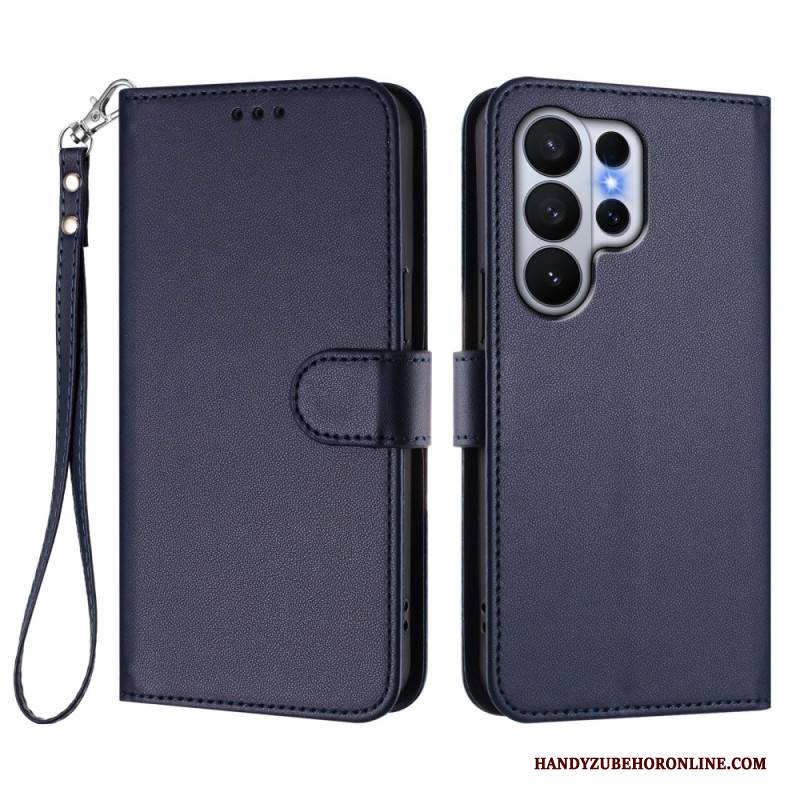 Lederhüllen Samsung Galaxy S26 Ultra Glatte Lederoptik Mit Riemen