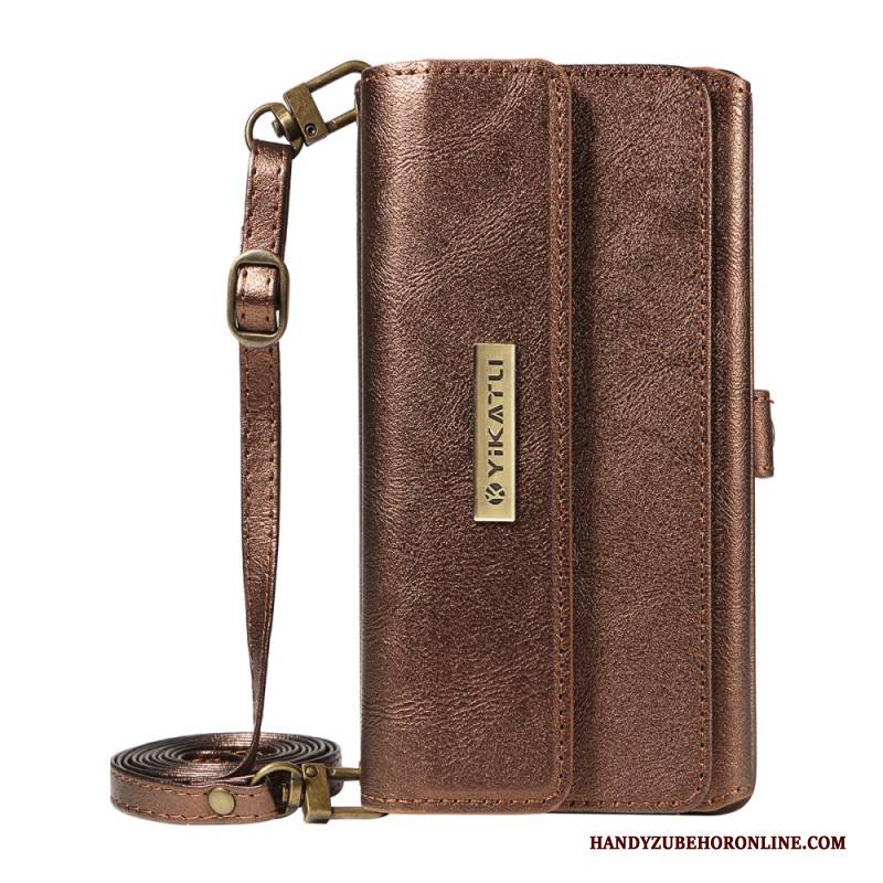 Lederhüllen Samsung Galaxy S26 Ultra Vintage-geldbörse Mit Schulterriemen