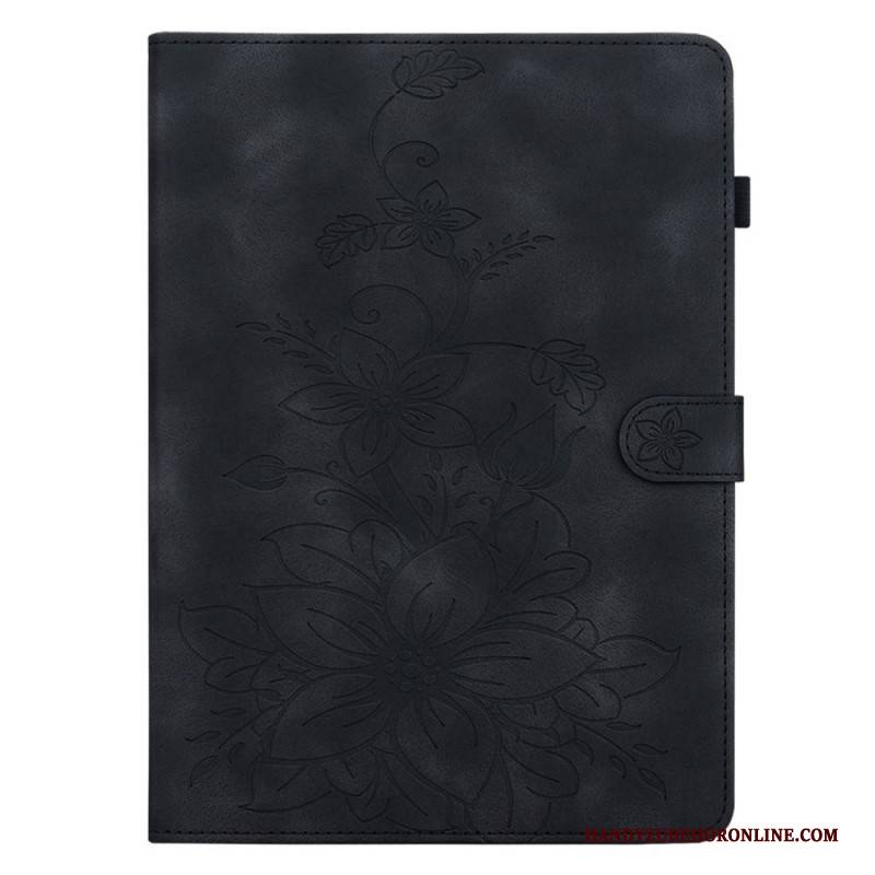 Lederhüllen Samsung Galaxy Tab S11 Handyhülle Blumenmuster In Wildlederoptik