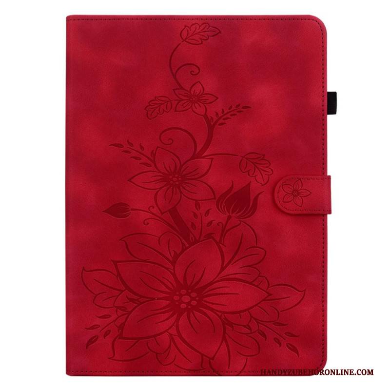 Lederhüllen Samsung Galaxy Tab S11 Handyhülle Blumenmuster In Wildlederoptik