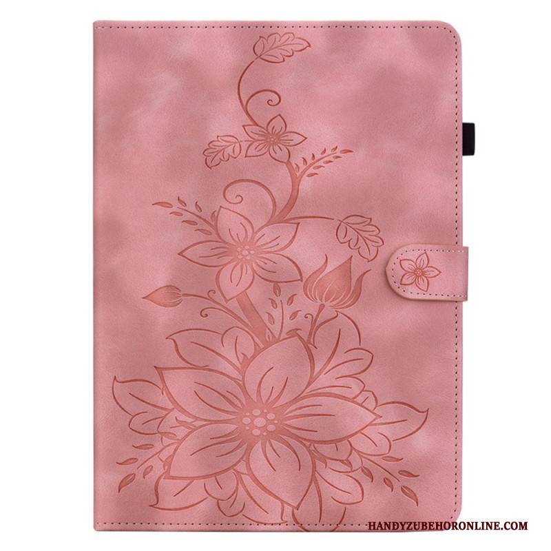 Lederhüllen Samsung Galaxy Tab S11 Handyhülle Blumenmuster In Wildlederoptik