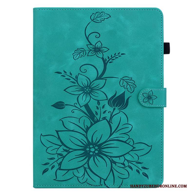 Lederhüllen Samsung Galaxy Tab S11 Handyhülle Blumenmuster In Wildlederoptik