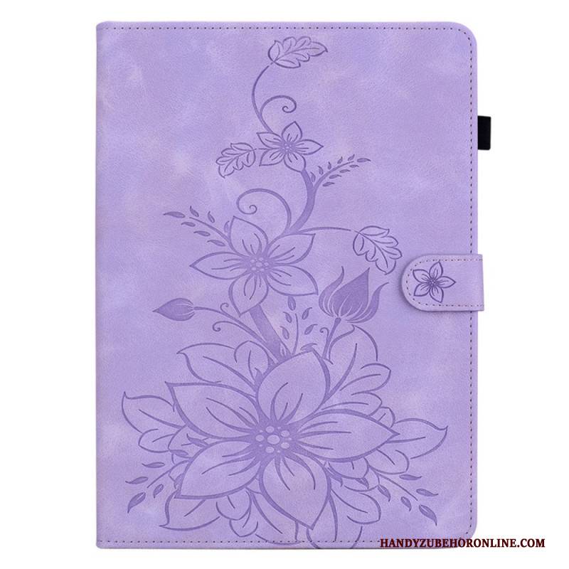 Lederhüllen Samsung Galaxy Tab S11 Handyhülle Blumenmuster In Wildlederoptik