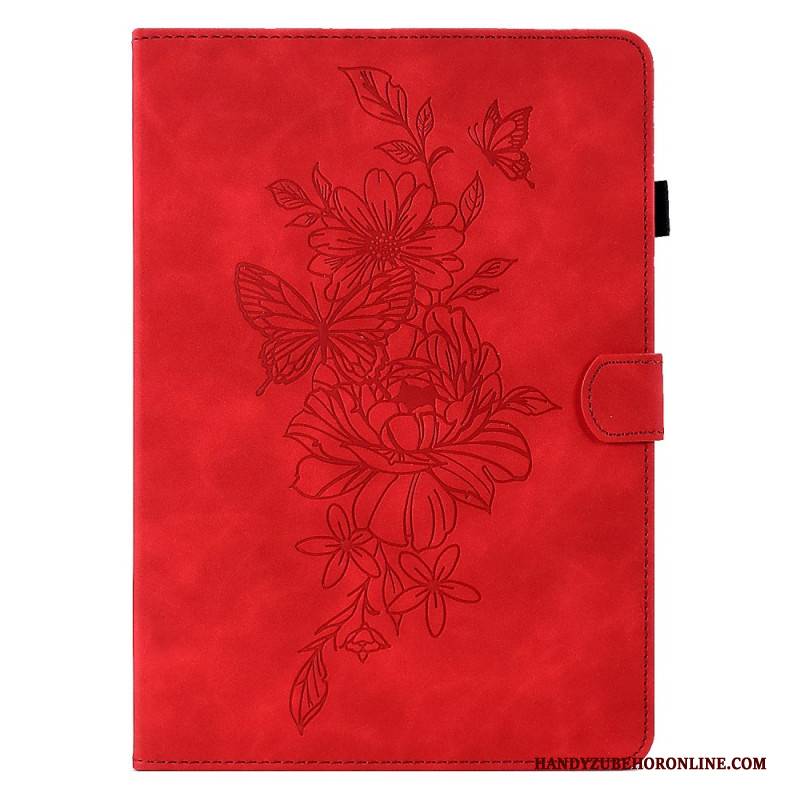 Lederhüllen Samsung Galaxy Tab S11 Handyhülle Wildleder-blumen- Und Schmetterlingseffekt