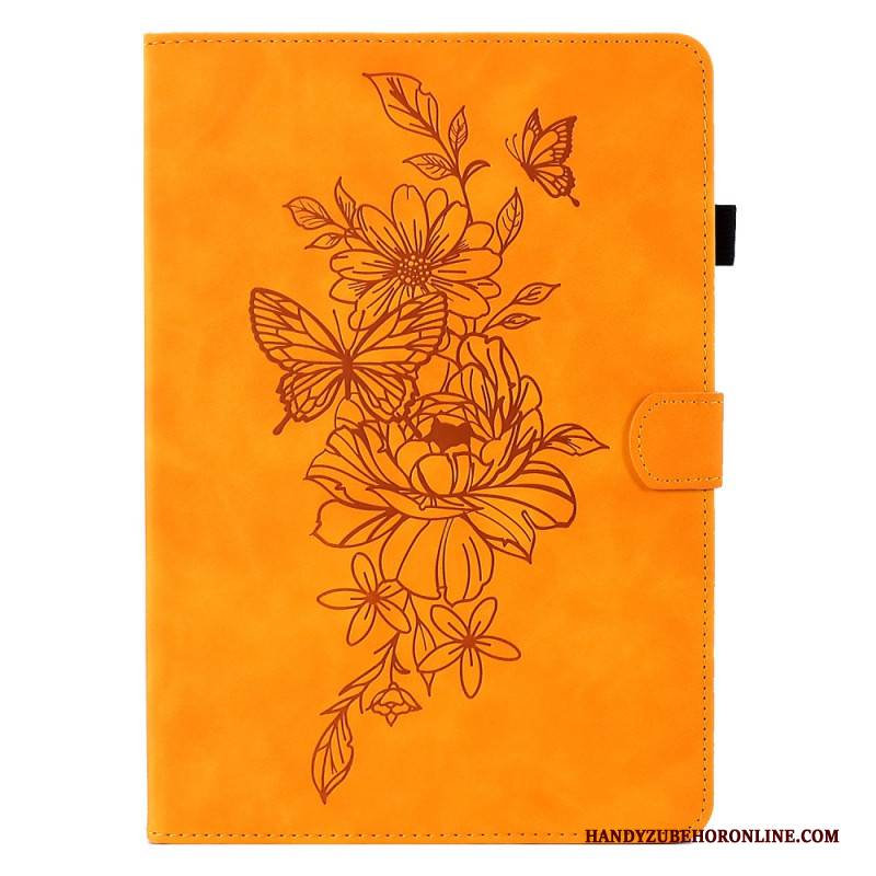 Lederhüllen Samsung Galaxy Tab S11 Handyhülle Wildleder-blumen- Und Schmetterlingseffekt